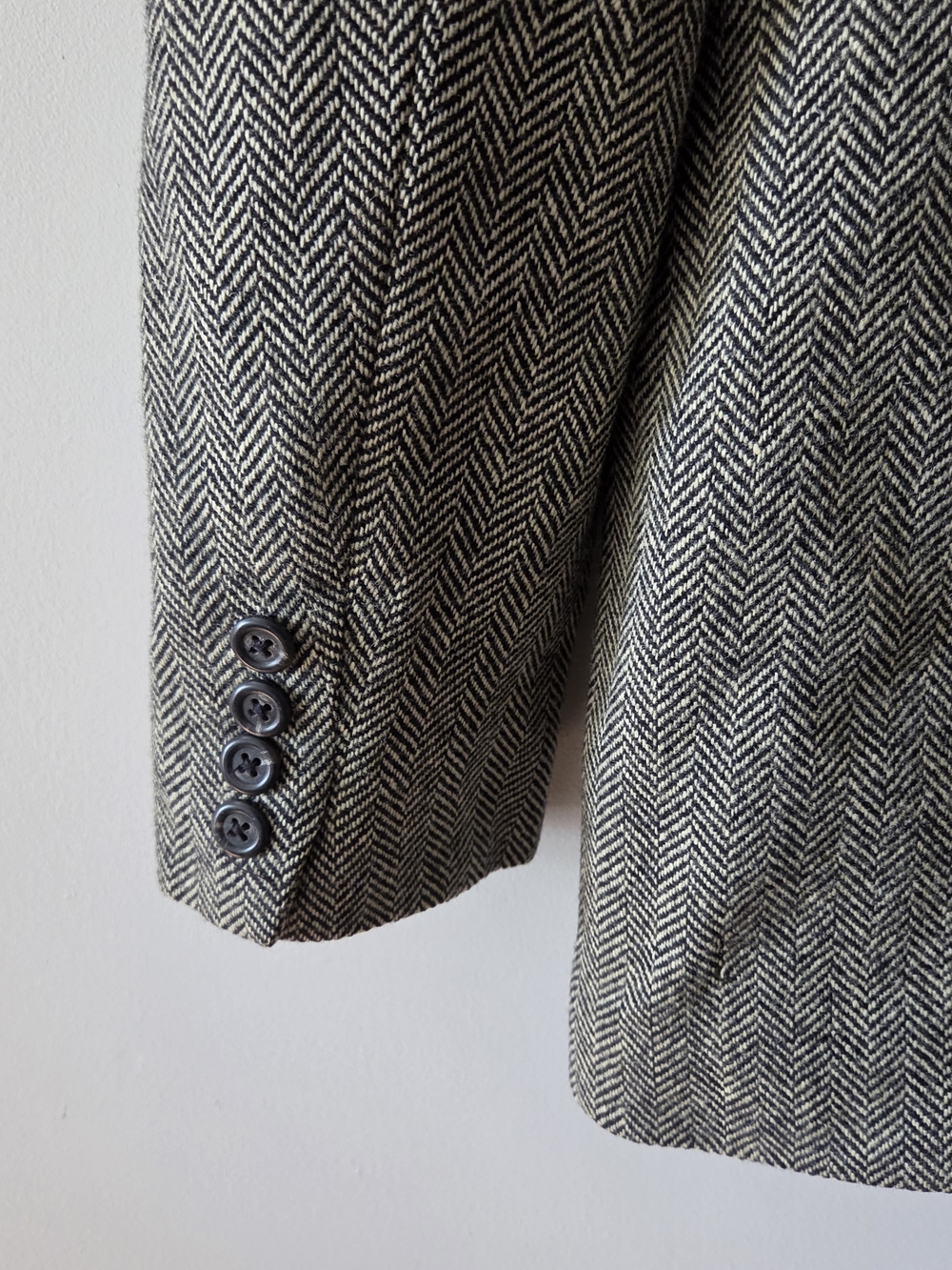 Lauren Ralph Lauren Wool Herringbone Blazer Black Velvet Collar Women's Size 10 - Picture 9 of 9